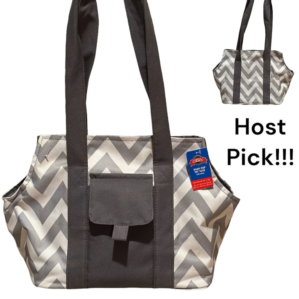 Gray and white Grreate Choice Snap-Top pet Tote